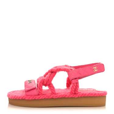 CHANEL Cord Lambskin Quilted Logo Sandals 38 Pink - image 1