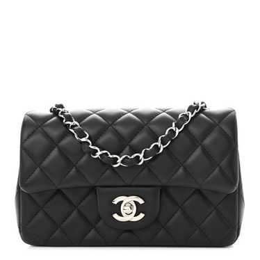 CHANEL Lambskin Quilted Mini Rectangular Flap Blac