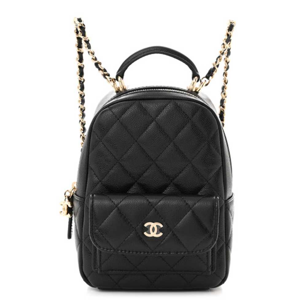 CHANEL Caviar Quilted CC Mini Classic Backpack Bl… - image 1
