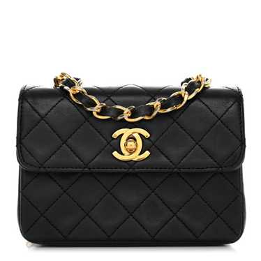 CHANEL Lambskin Quilted Extra Mini Flap Black