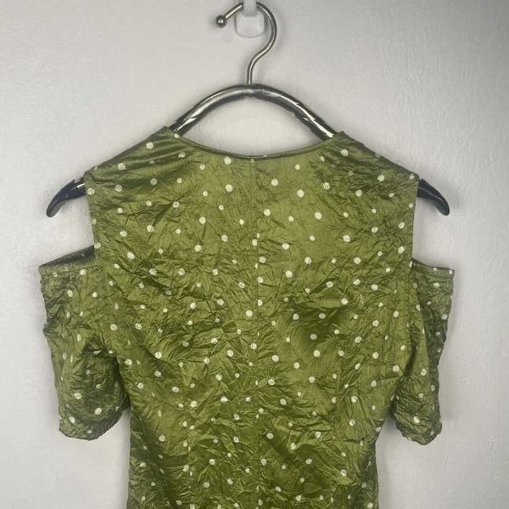 GANNI Lime Green Polka Dot Crinkle Maxi Dress Cut… - image 11