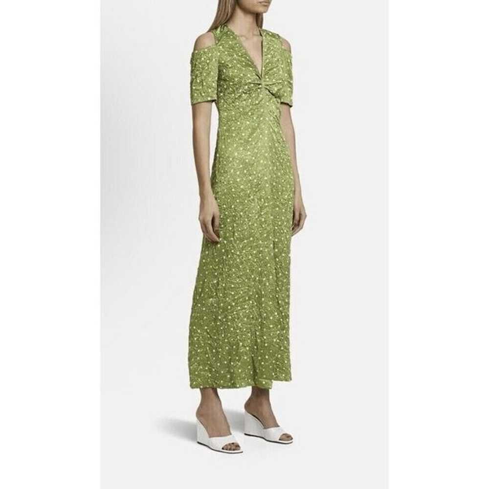 GANNI Lime Green Polka Dot Crinkle Maxi Dress Cut… - image 1