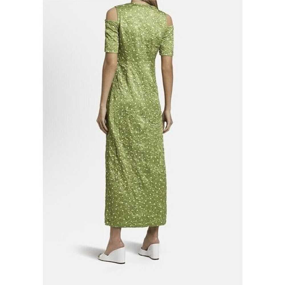 GANNI Lime Green Polka Dot Crinkle Maxi Dress Cut… - image 2