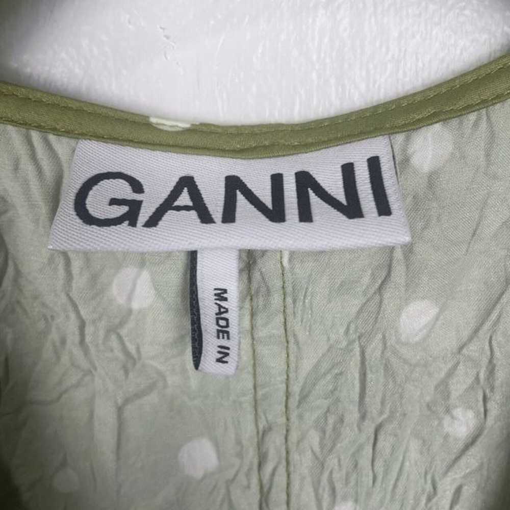 GANNI Lime Green Polka Dot Crinkle Maxi Dress Cut… - image 5