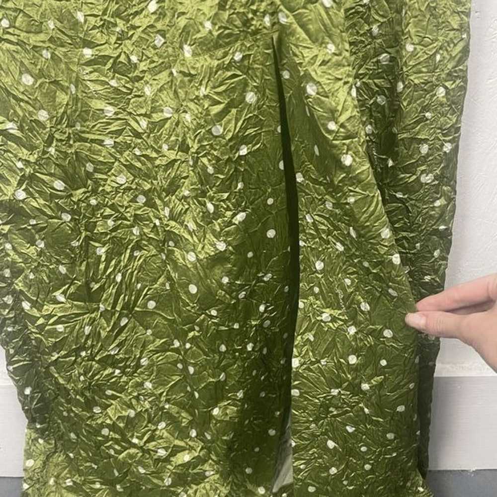 GANNI Lime Green Polka Dot Crinkle Maxi Dress Cut… - image 8