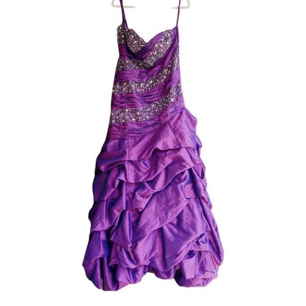Mac Duggal Purple Beaded Ruched Lace Up Corset St… - image 1