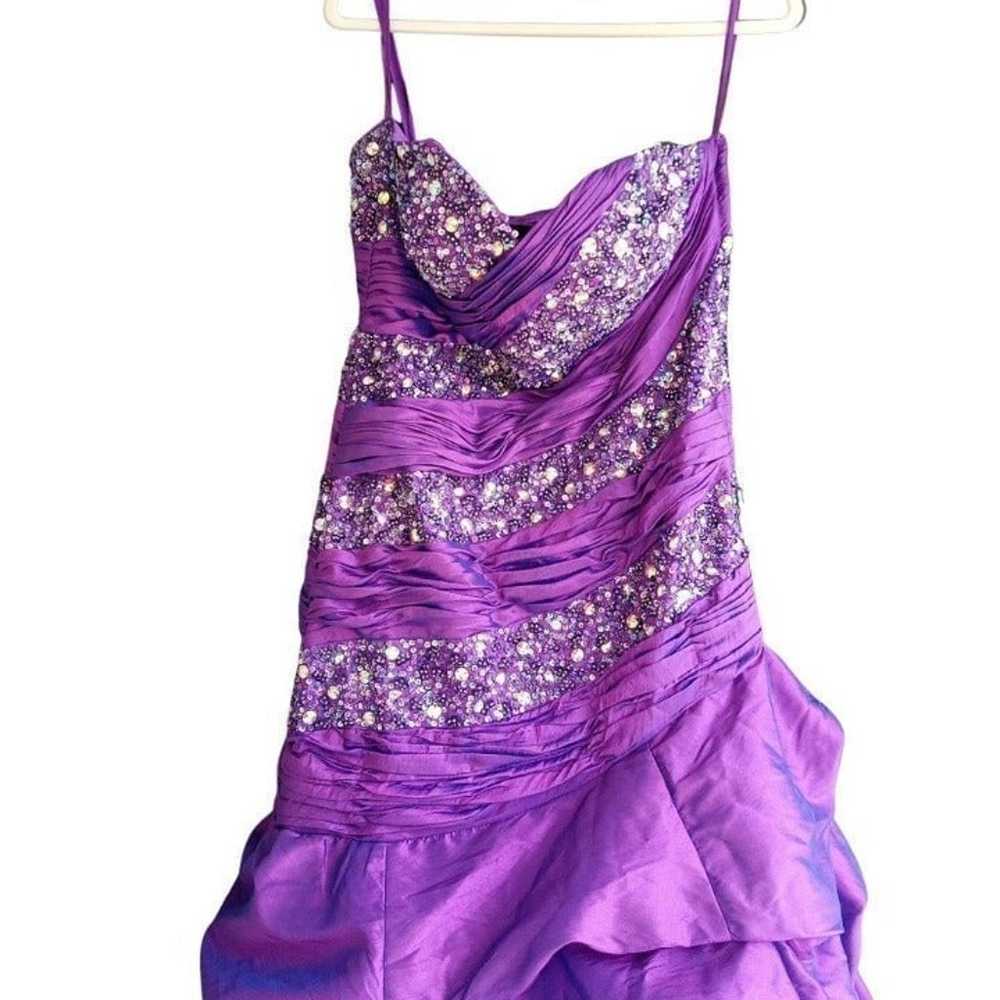 Mac Duggal Purple Beaded Ruched Lace Up Corset St… - image 2