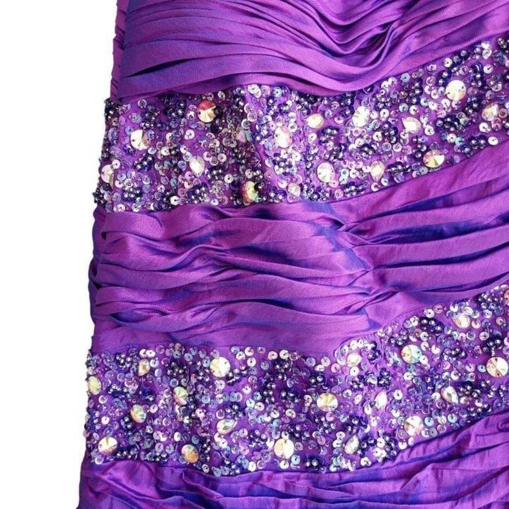 Mac Duggal Purple Beaded Ruched Lace Up Corset St… - image 3