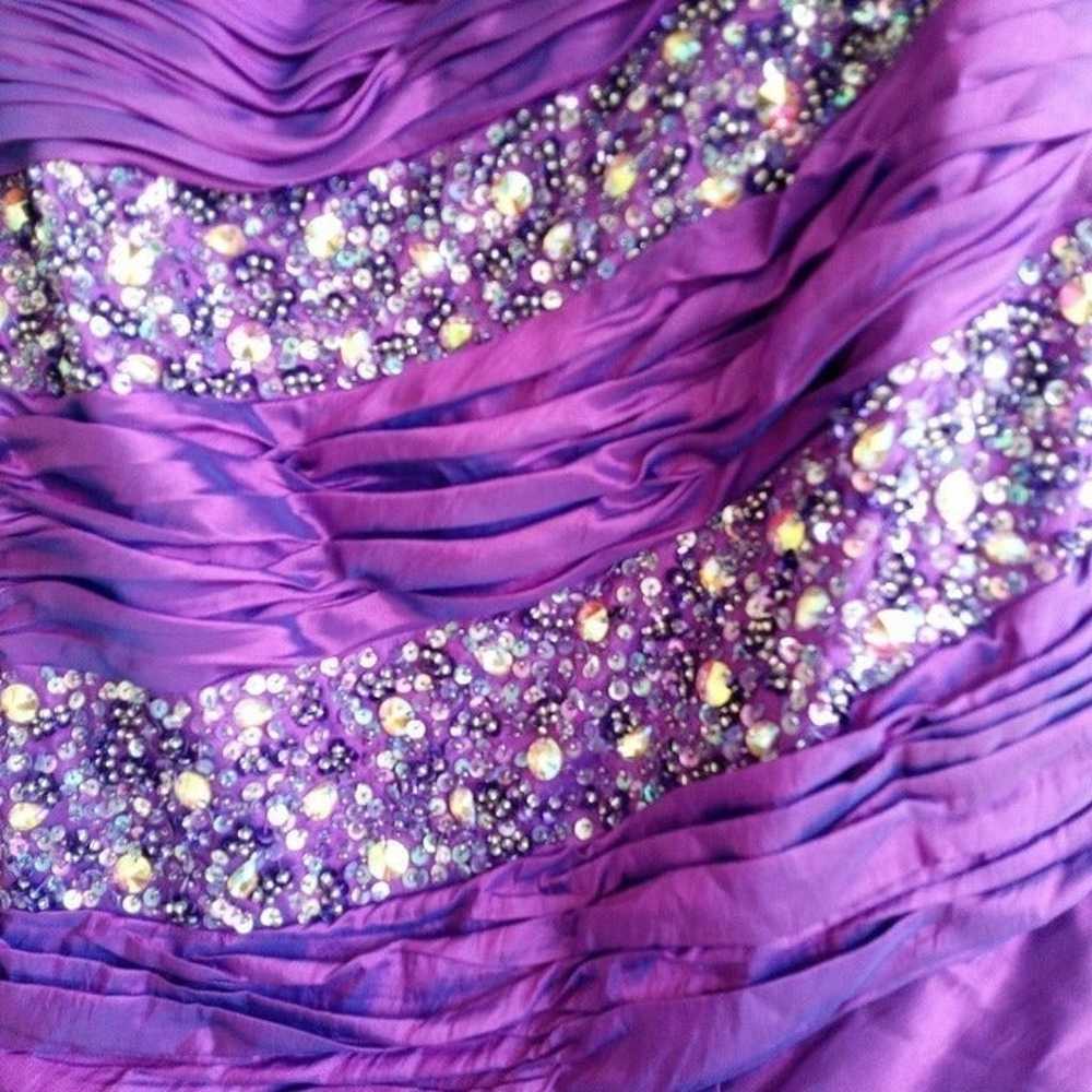 Mac Duggal Purple Beaded Ruched Lace Up Corset St… - image 4