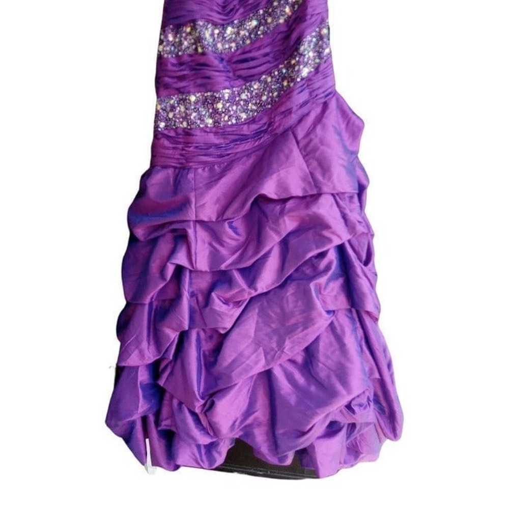 Mac Duggal Purple Beaded Ruched Lace Up Corset St… - image 5