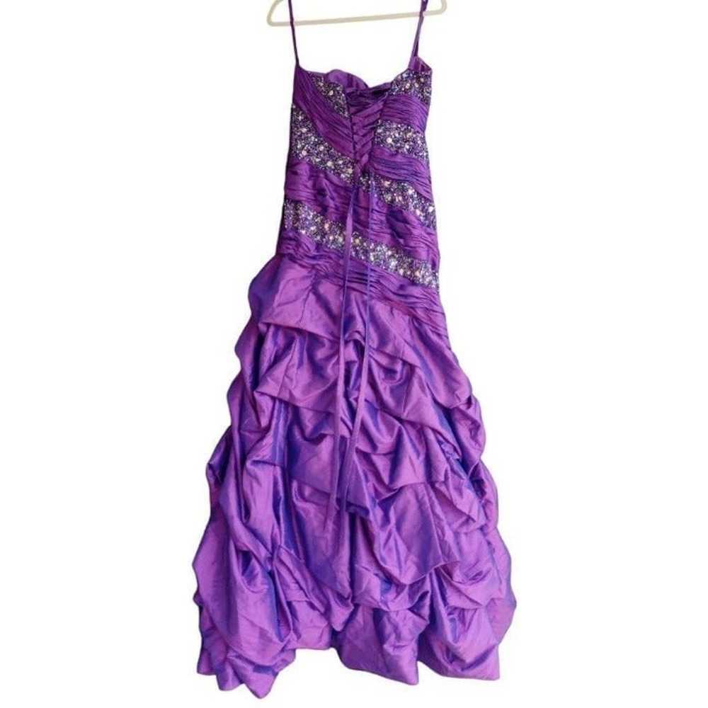Mac Duggal Purple Beaded Ruched Lace Up Corset St… - image 6