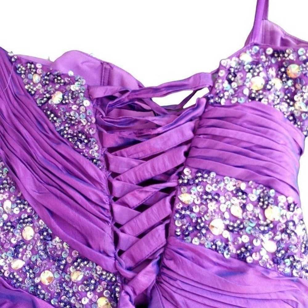Mac Duggal Purple Beaded Ruched Lace Up Corset St… - image 7