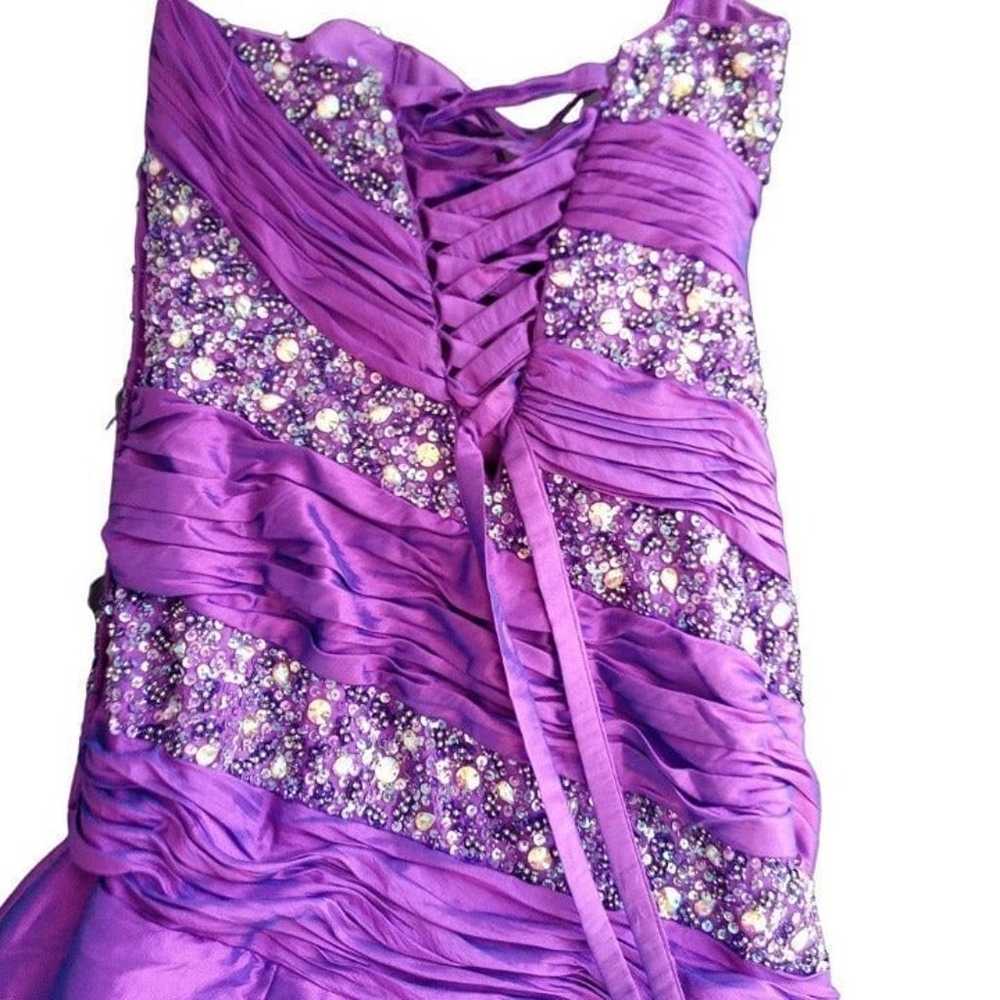 Mac Duggal Purple Beaded Ruched Lace Up Corset St… - image 8