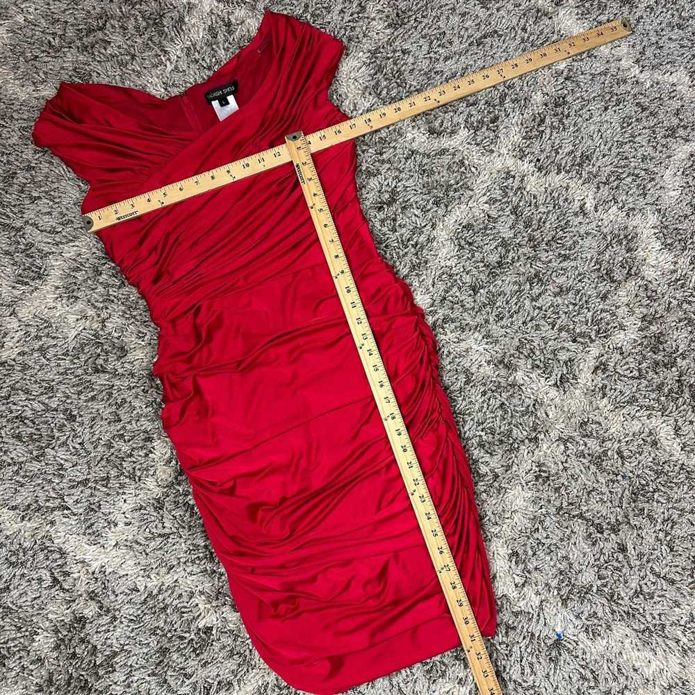 Tadashi Shoji Ruched Sheath Dress Red L Bodycon S… - image 12