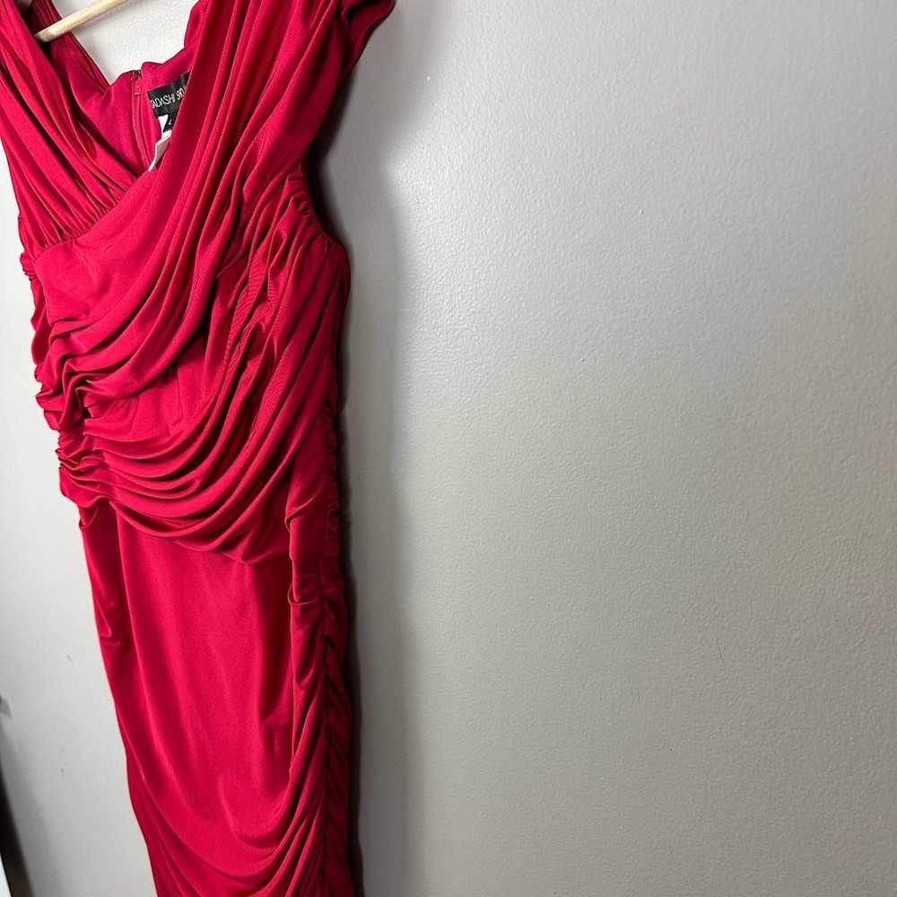 Tadashi Shoji Ruched Sheath Dress Red L Bodycon S… - image 6