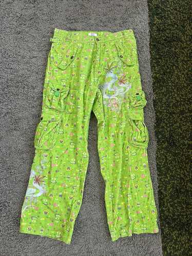 ERL Green Corduroy Glittered Cargo Pants - image 1
