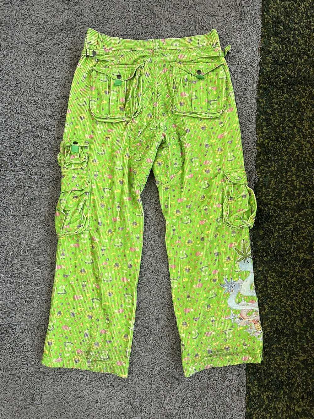 ERL Green Corduroy Glittered Cargo Pants - image 2