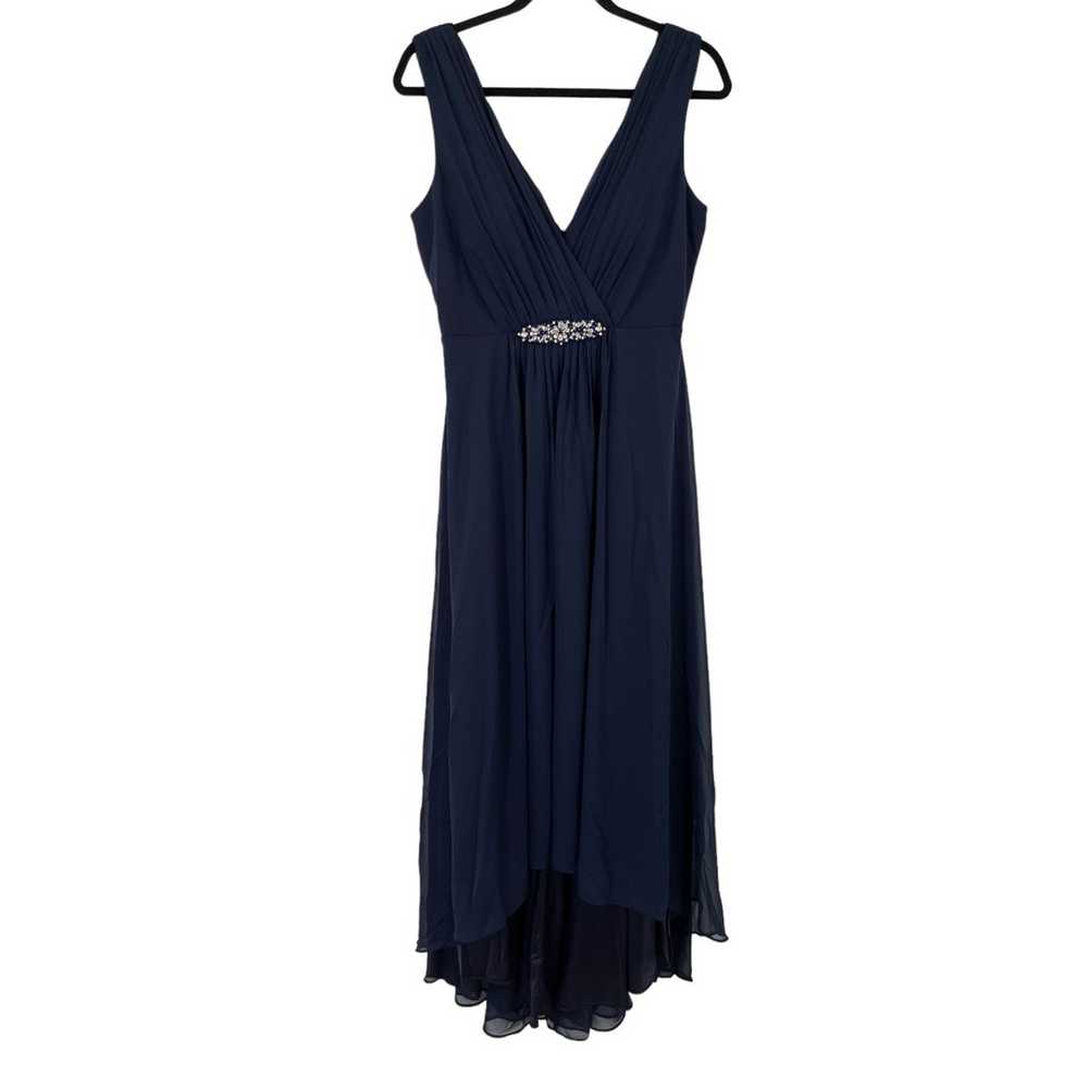 Eliza J Dress Embellished high low chiffon blue s… - image 1