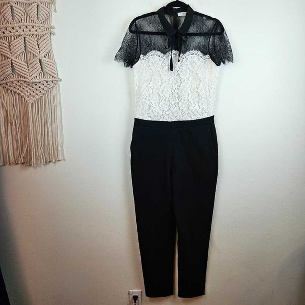 Sandro Pessy Lace Jumpsuit size 3 US 8 Black Whit… - image 3
