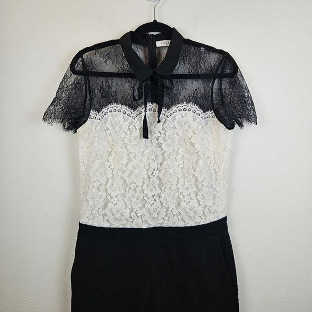 Sandro Pessy Lace Jumpsuit size 3 US 8 Black Whit… - image 5