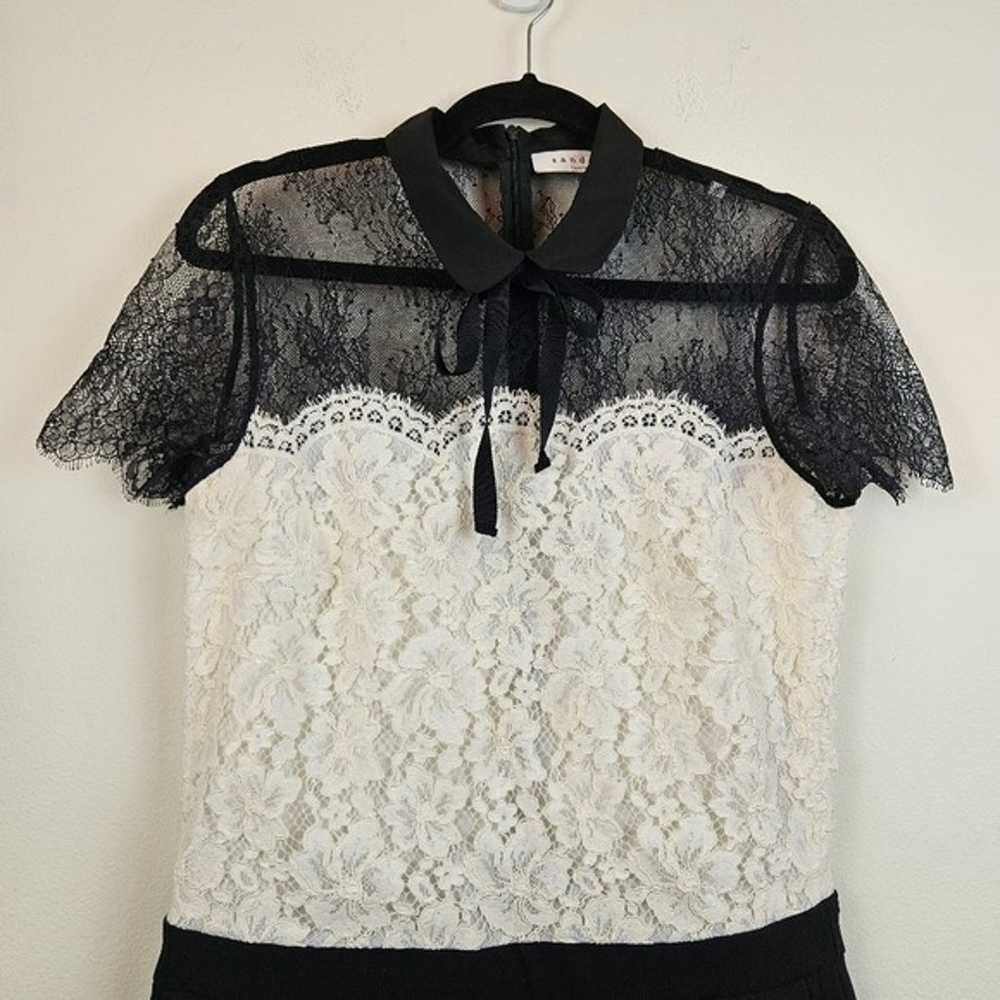 Sandro Pessy Lace Jumpsuit size 3 US 8 Black Whit… - image 6