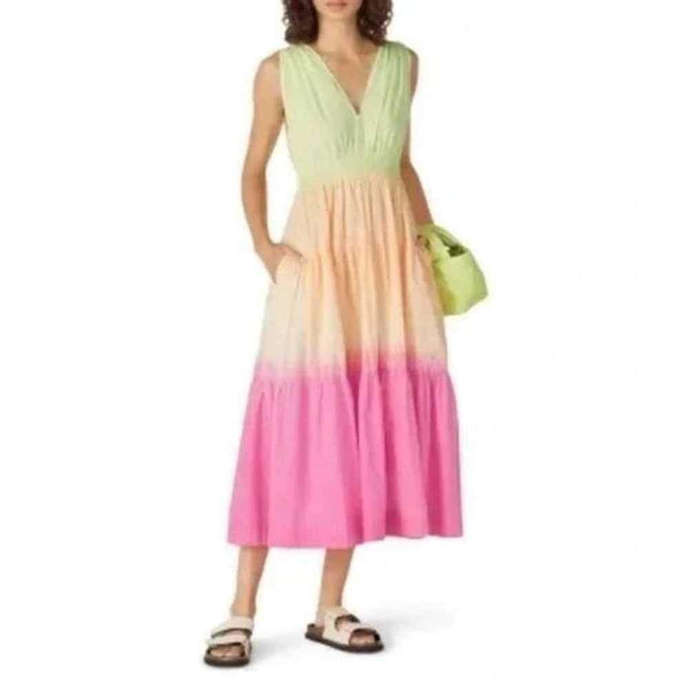 S/W/F Sunset Tiered Ombre 100% Cotton Maxi Dress … - image 11
