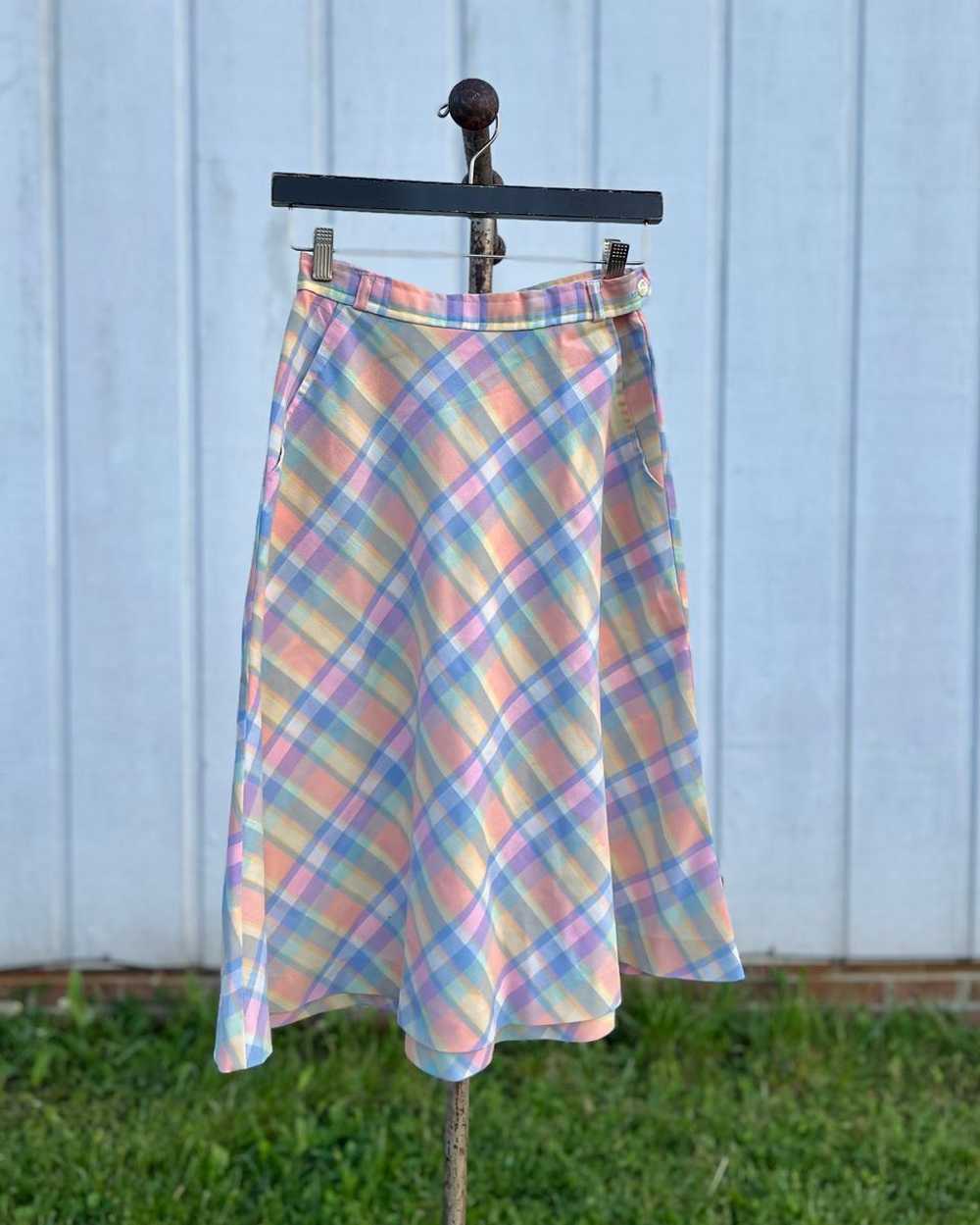 70s Pastel Plaid Skirt (24") | Used, Secondhand,… - image 1