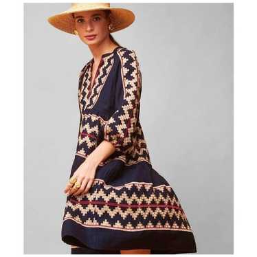 NEMA Resortwear Aztec Print Navy Mini Dress Size … - image 1
