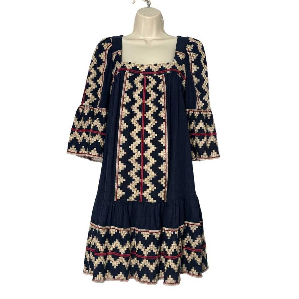 NEMA Resortwear Aztec Print Navy Mini Dress Size … - image 2