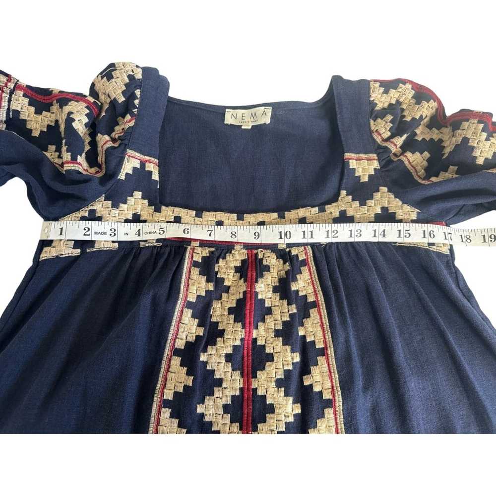 NEMA Resortwear Aztec Print Navy Mini Dress Size … - image 9