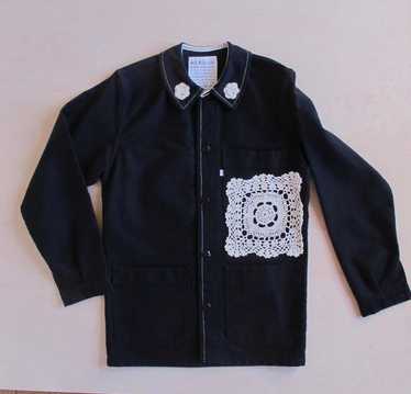 Vintage FRENCH ONE OF A KIND WORKWEAR JACKET - Bl… - image 1