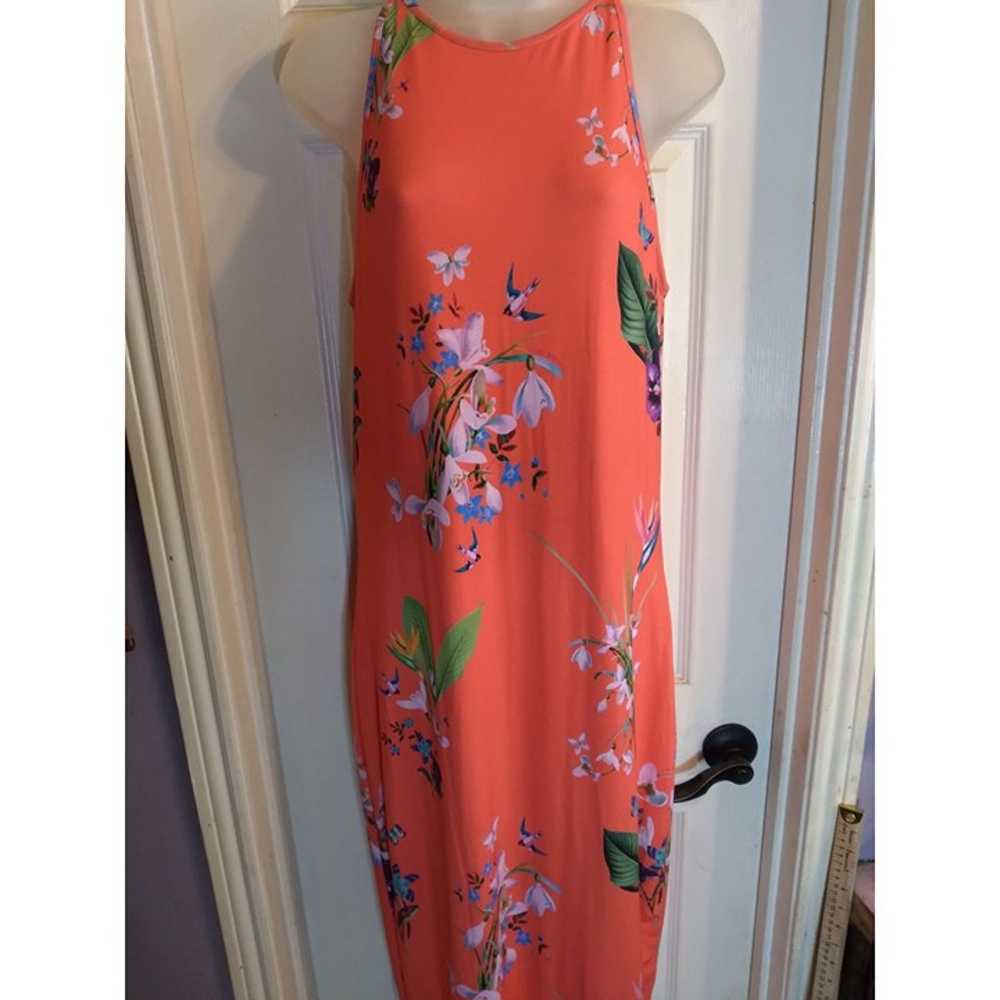 Ted Baker of London Maxi Dress Orange Floral Sz 4 - image 2