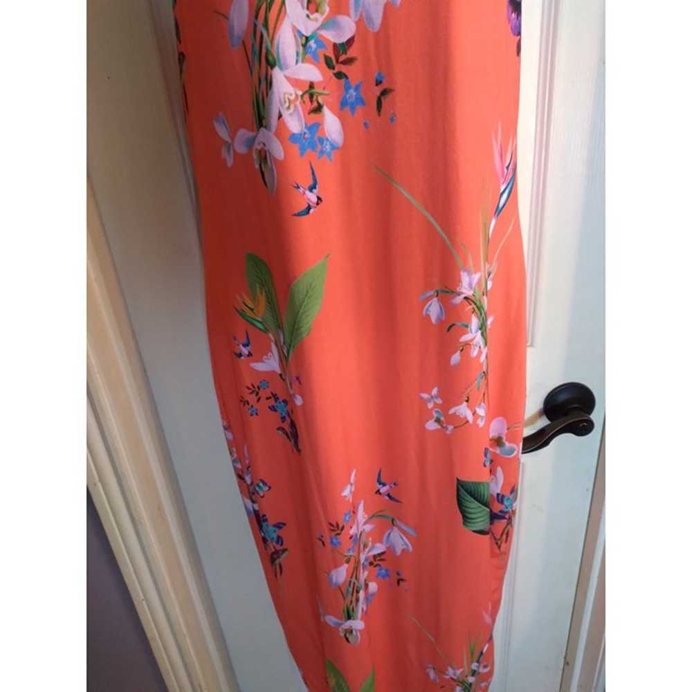 Ted Baker of London Maxi Dress Orange Floral Sz 4 - image 5