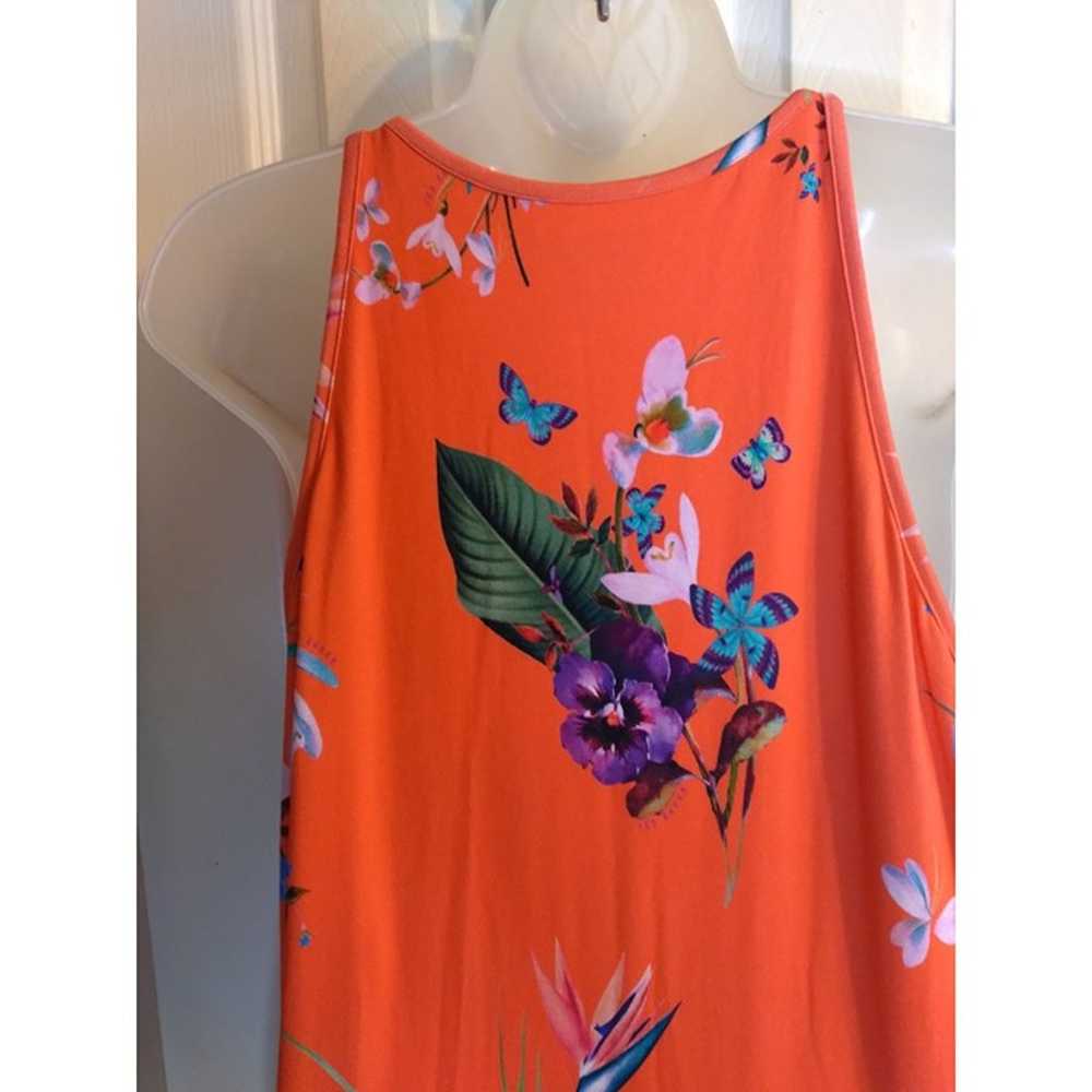 Ted Baker of London Maxi Dress Orange Floral Sz 4 - image 7