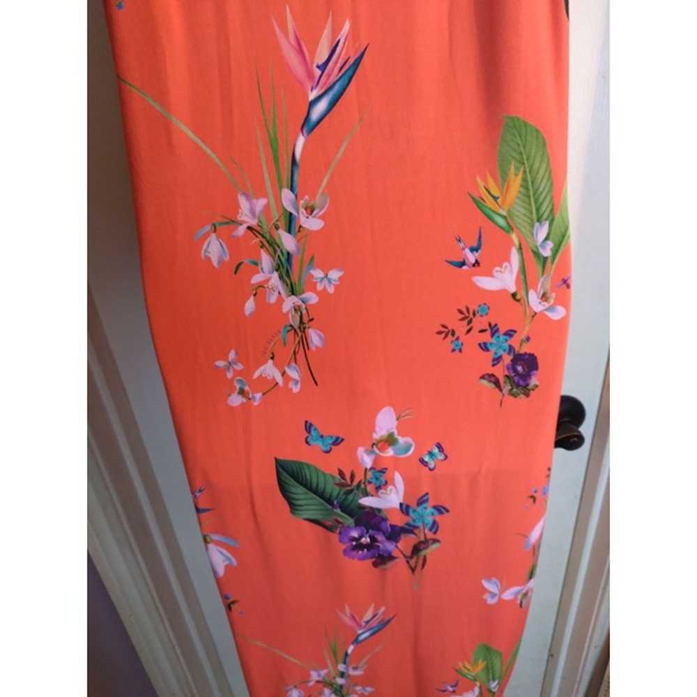 Ted Baker of London Maxi Dress Orange Floral Sz 4 - image 8