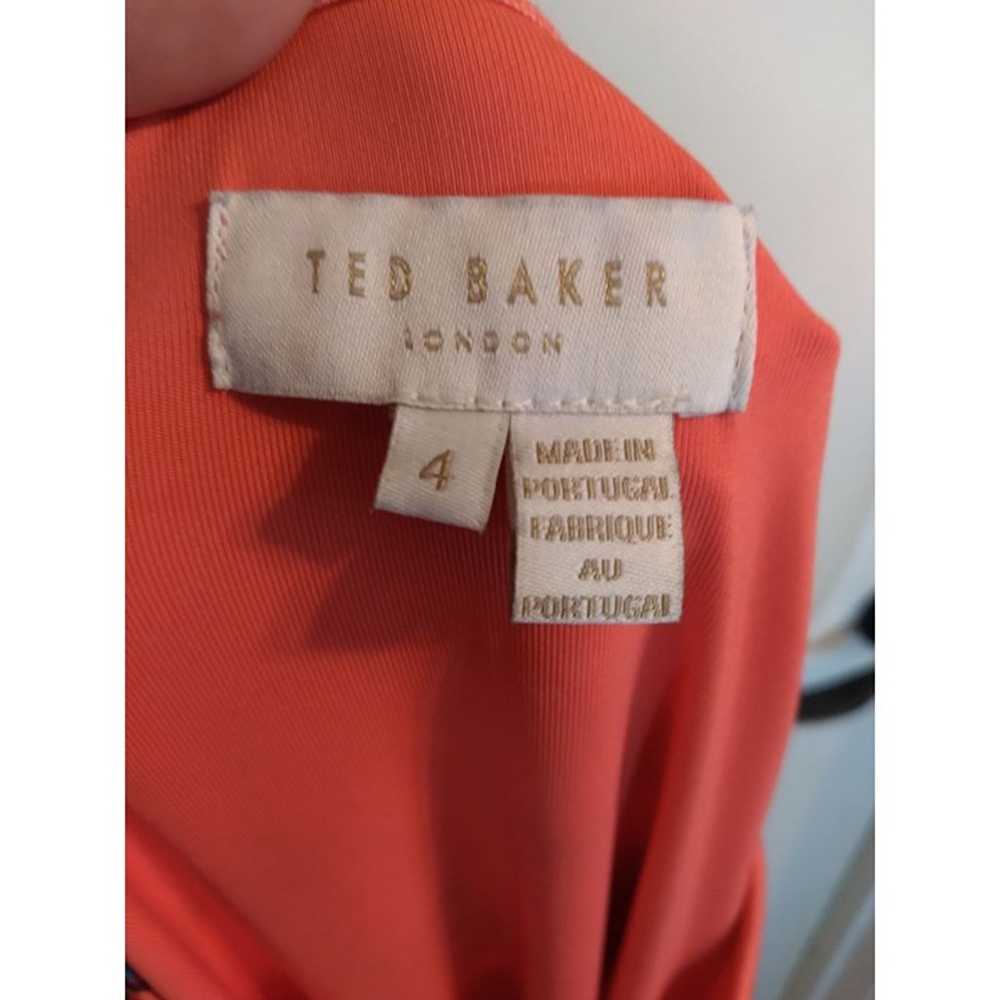 Ted Baker of London Maxi Dress Orange Floral Sz 4 - image 9