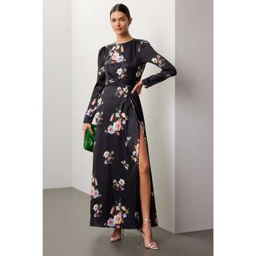 Ieena Mac Duggal Black Floral High Neck Long Slee… - image 1