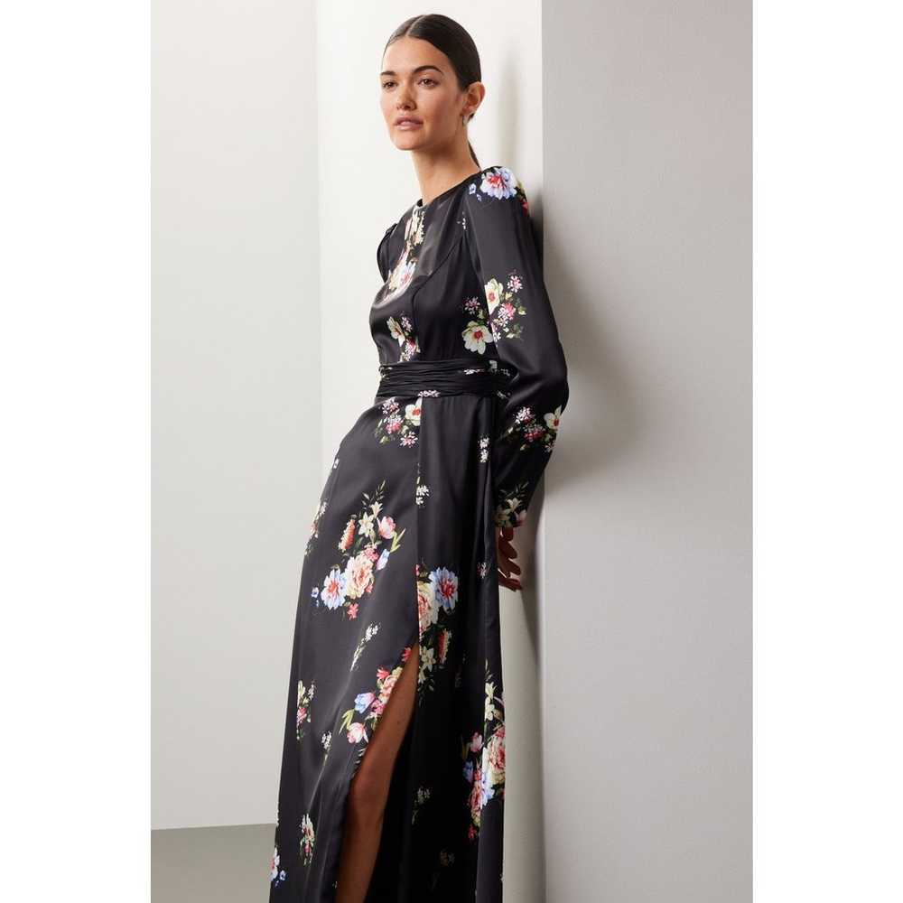 Ieena Mac Duggal Black Floral High Neck Long Slee… - image 2