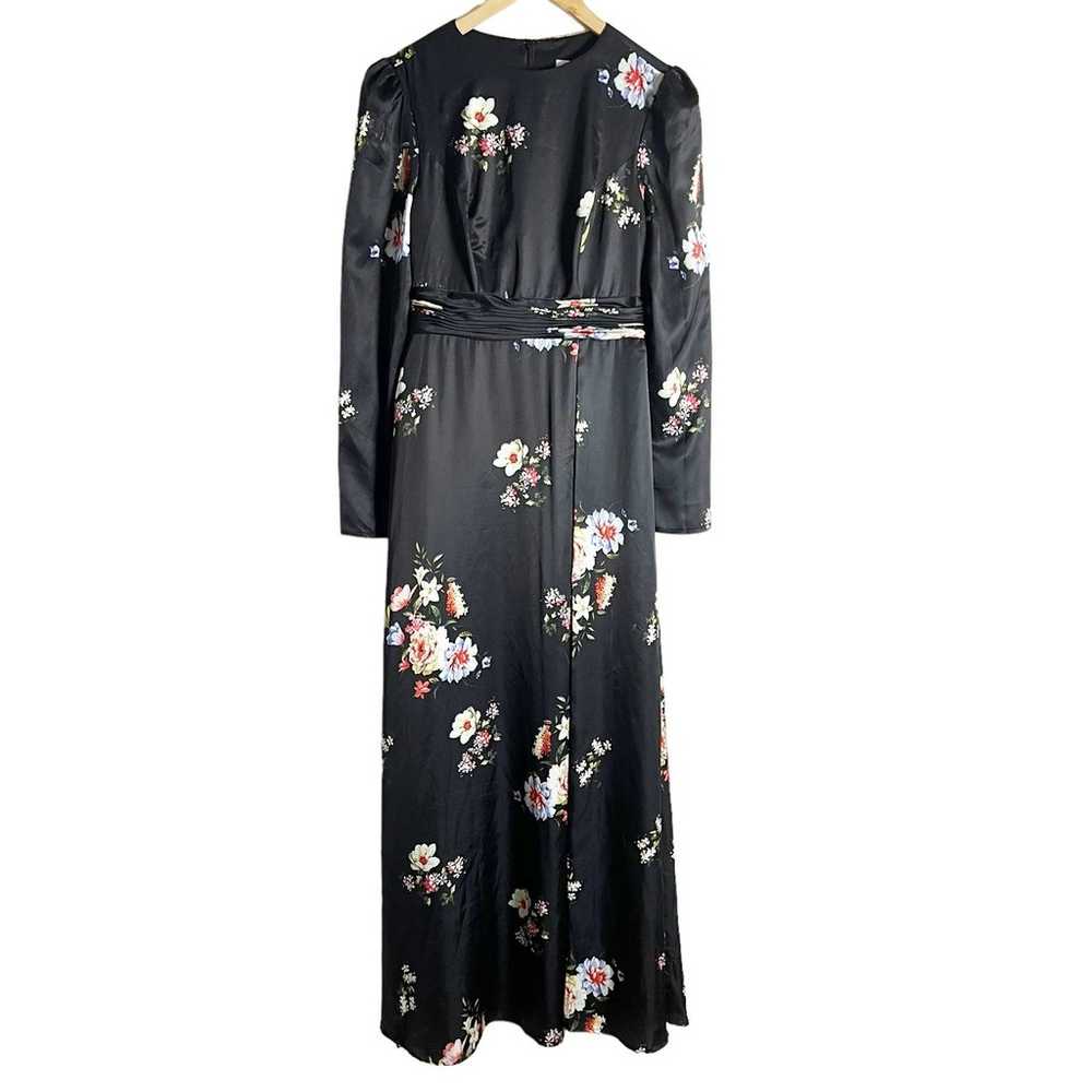 Ieena Mac Duggal Black Floral High Neck Long Slee… - image 3