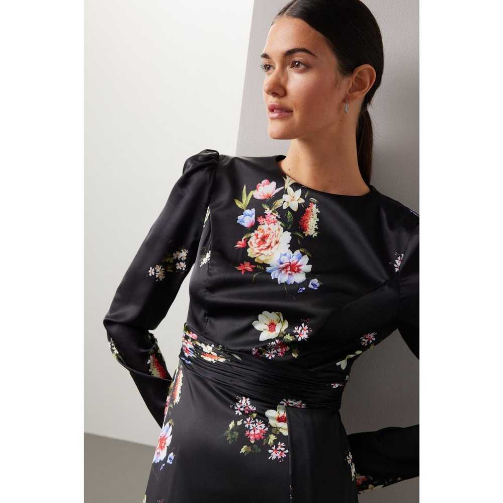 Ieena Mac Duggal Black Floral High Neck Long Slee… - image 5