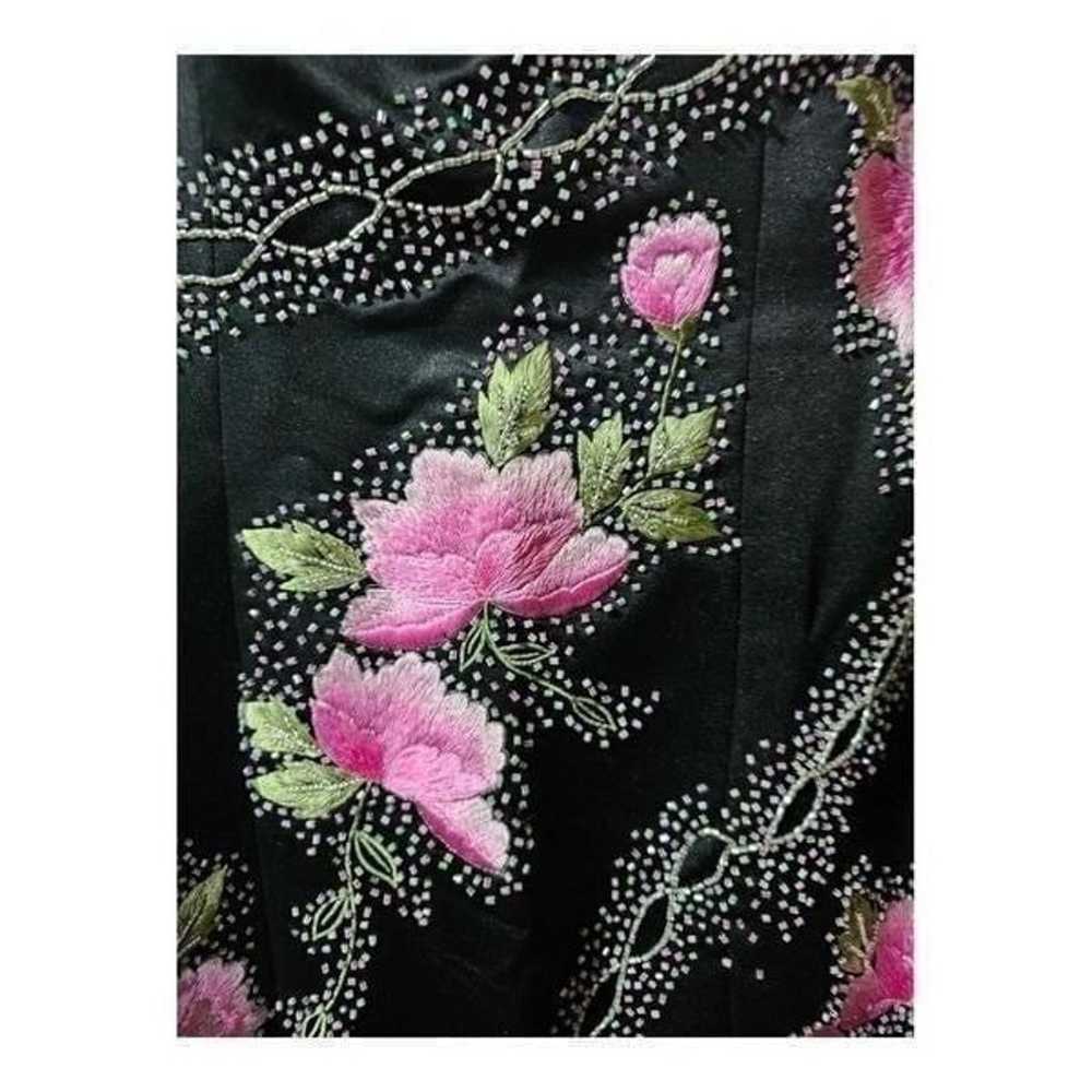 TIFFANY DESIGNS Black Pink Green Floral Beaded Fo… - image 5