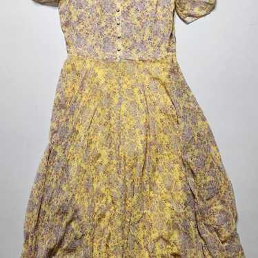 LOVESHACKFANCY Yellow Floral-Print Coralie Dress … - image 1