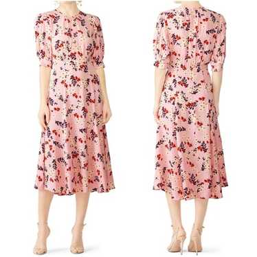 by TiMo Bloom 50s Midi Dress Puff Sleeves Pink Fl… - image 1