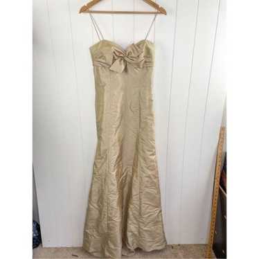 Amsale Champagne Gold Formal Gown with Bow Front … - image 1