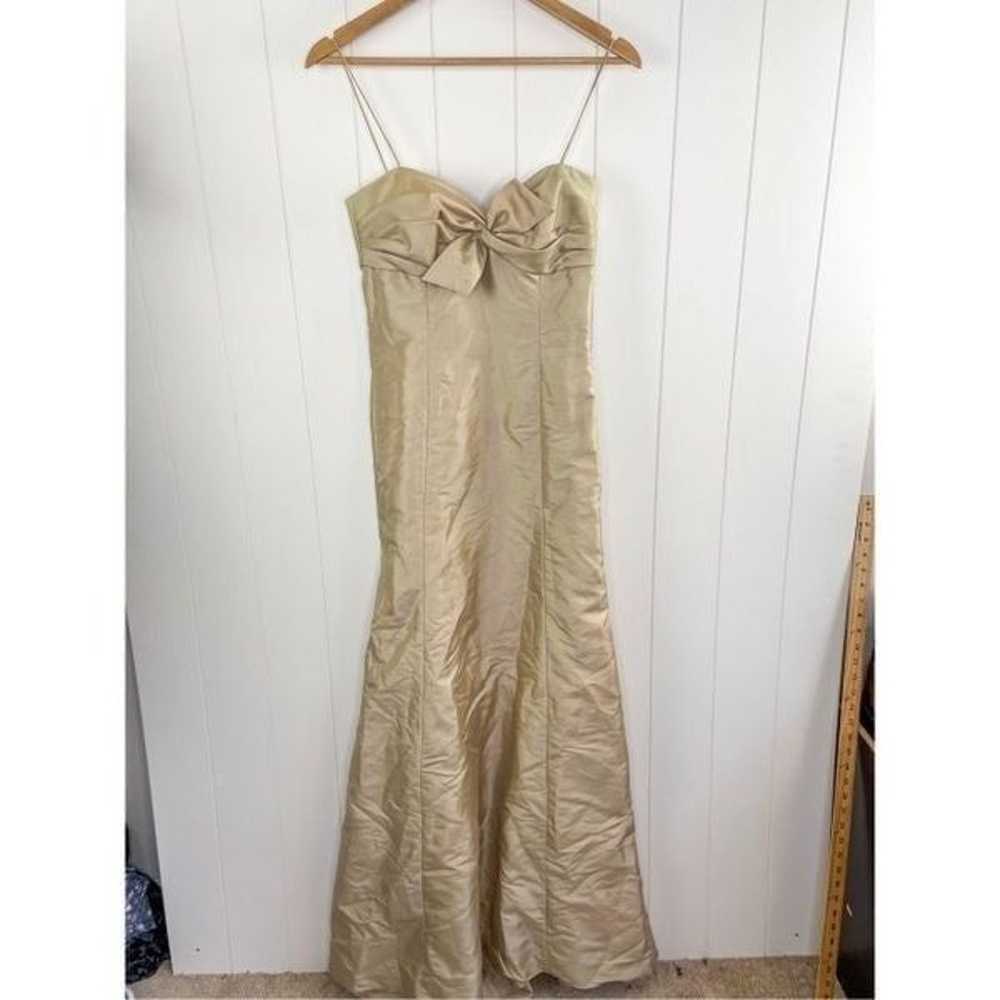 Amsale Champagne Gold Formal Gown with Bow Front … - image 2