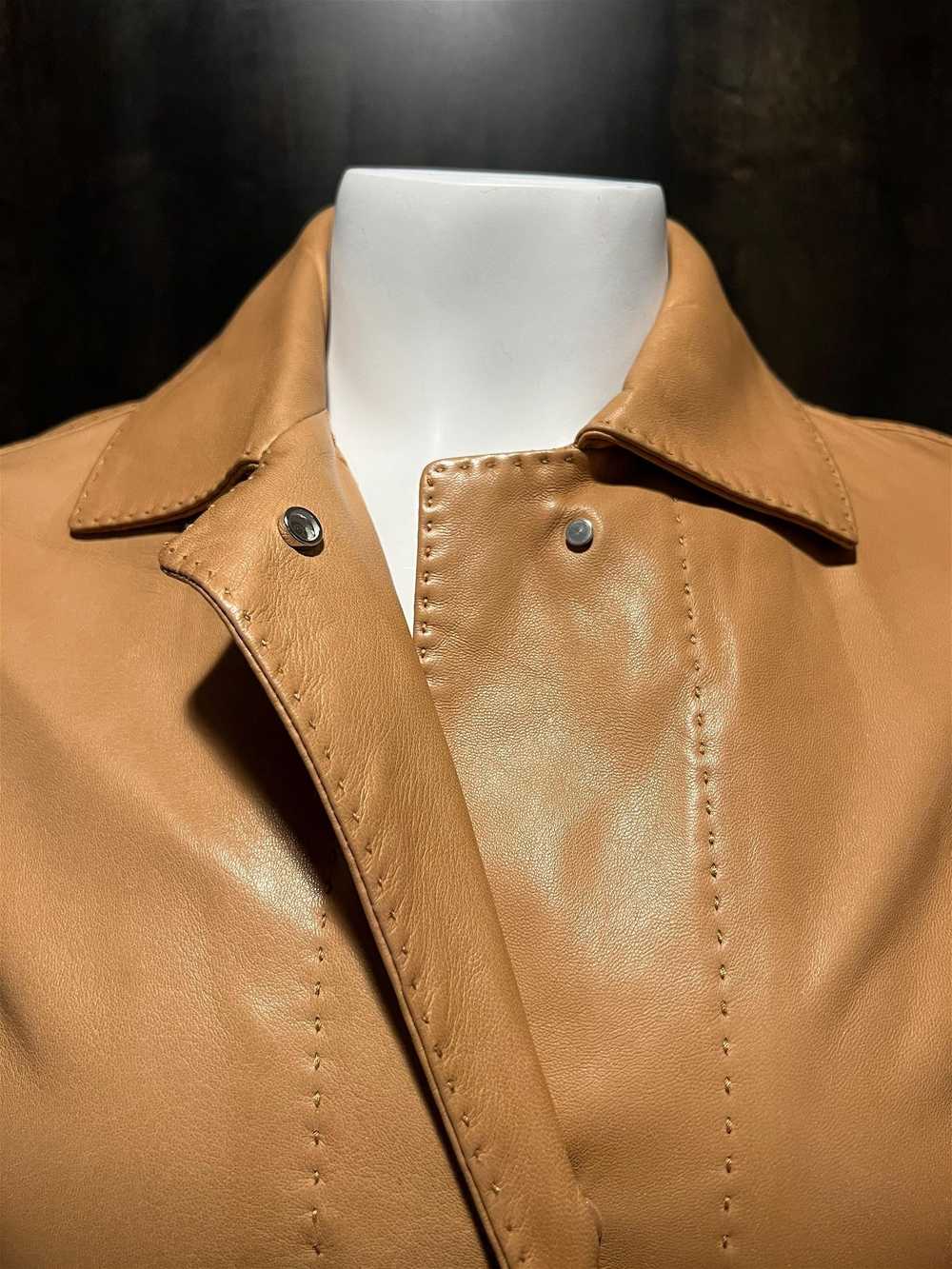 Loro Piana Brown Leather Jacket, Size 38 - image 2