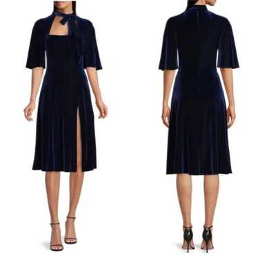 BLACK HALO Coralia Velvet Dress Tie Neck High Sli… - image 1