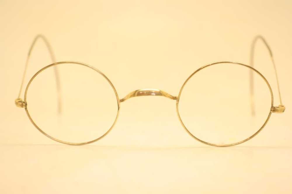 Antique Round Gold Windsor Eyeglasses 40mm Vintag… - image 1