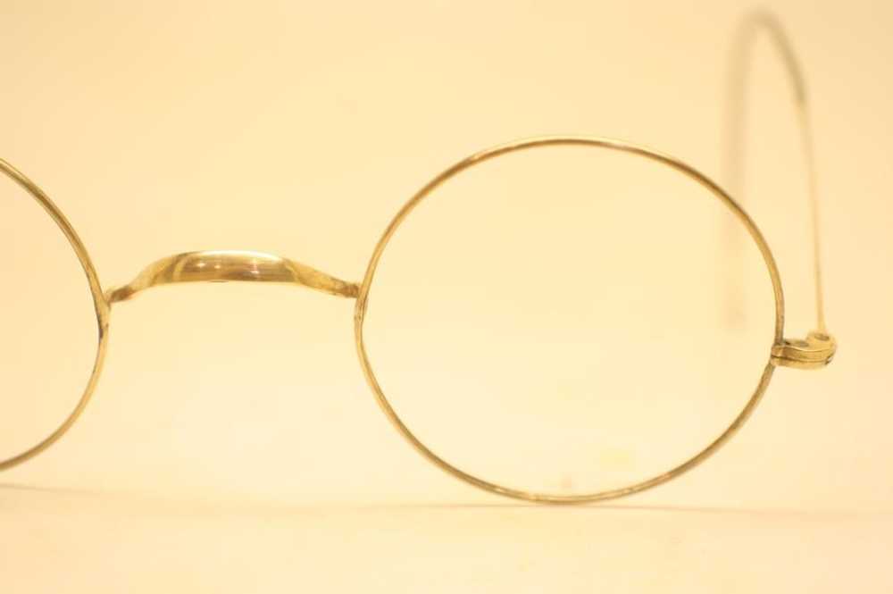 Antique Round Gold Windsor Eyeglasses 40mm Vintag… - image 3