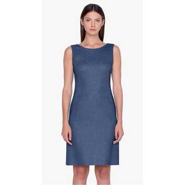 Akris Ink Blue Wool Blend Sheath Dress - image 1
